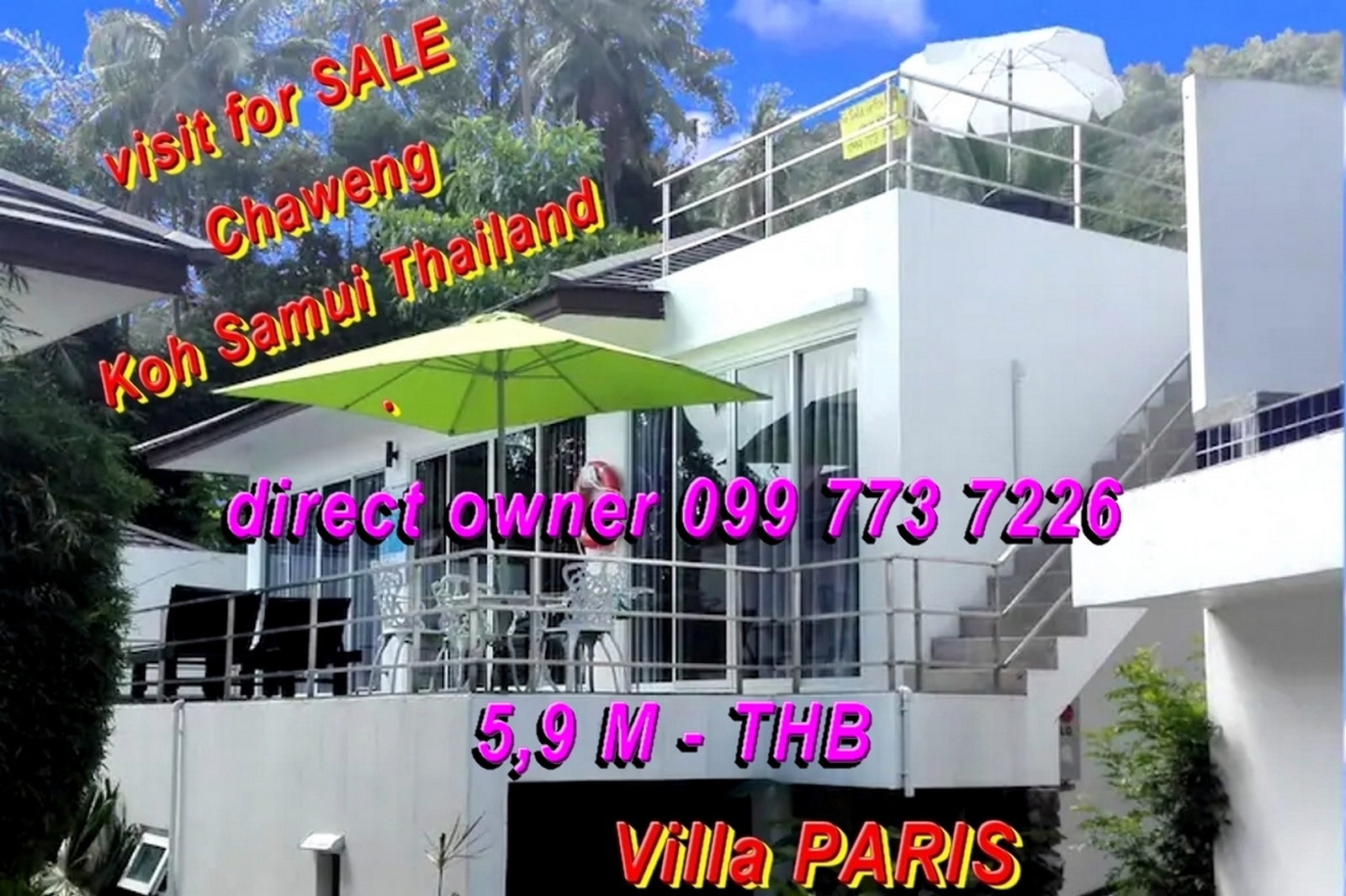 http://www.villa-vacances-thailande.com/Direct sale owner  Villa PARIS  koh Samui, Thailand, Home Videos Photos  sell price without agency, villa 3 bedrooms, 2 terraces, 2 swimming pools.html